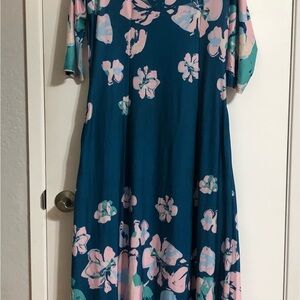 Floral Maxi Dress in Teal and Pink